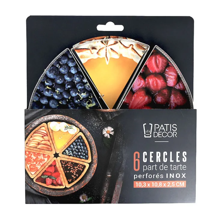 Cercles part de tarte perforés inox (x6)-Cerf Dellier New
