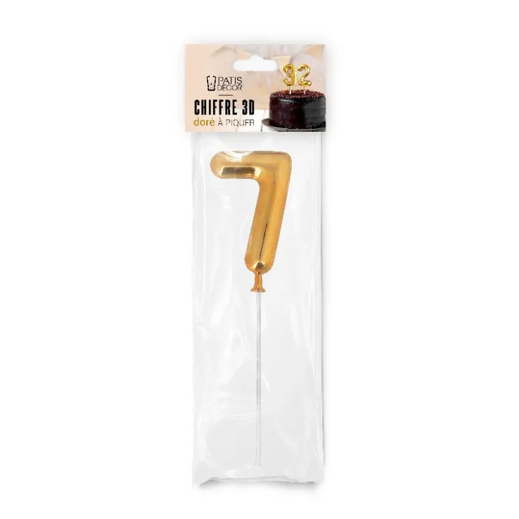 Chiffre 3D 7 doré sur pique-Cerf Dellier Clearance