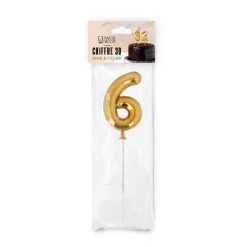 Chiffre 3D 6 doré sur pique-Cerf Dellier New