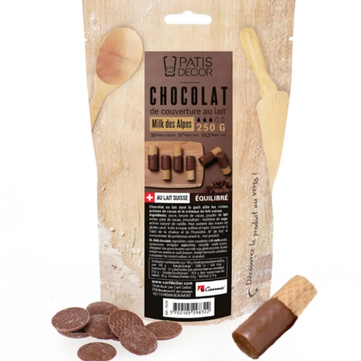 Chocolat de Couverture Milk des Alpes 35 % 250 g-Cerf Dellier Best