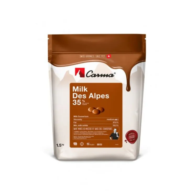 Chocolat de Couverture Milk des Alpes 35 % 1,5 kg-Cerf Dellier Best
