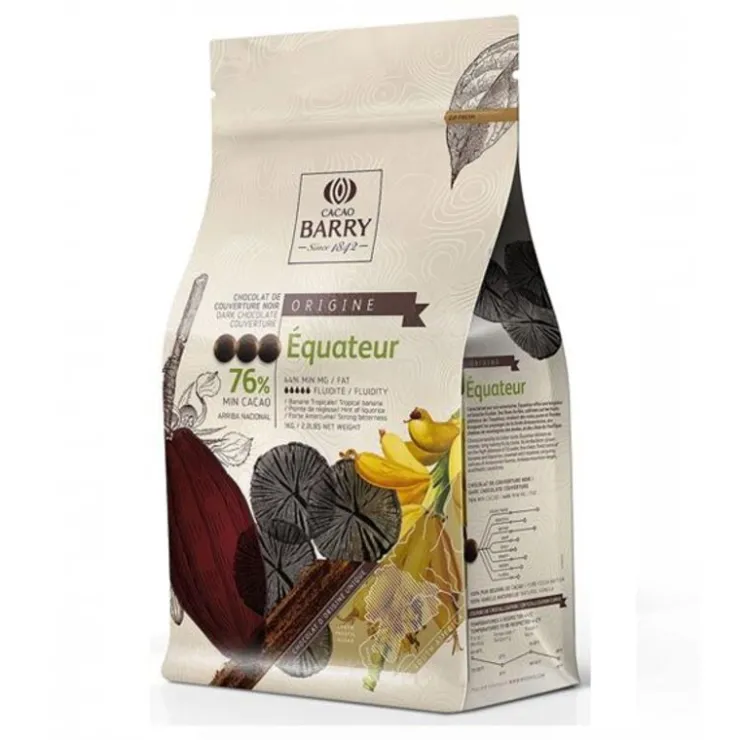 Chocolat de Couverture Noir origine Equateur 76 % 1 Kg-Cerf Dellier Discount