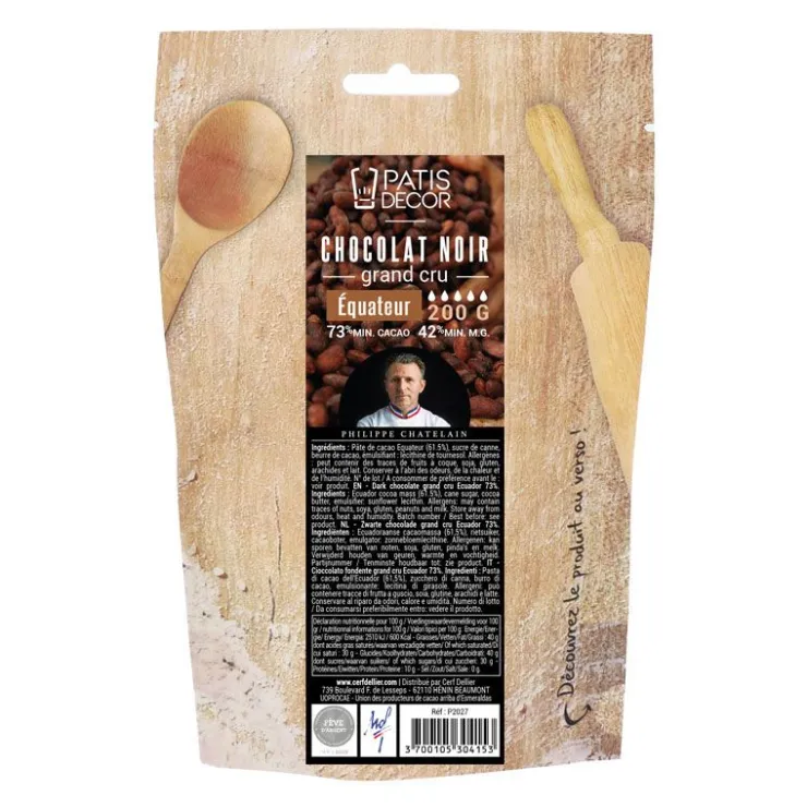 Chocolat noir grand cru Equateur 73 % 200 g-Cerf Dellier Online