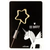 Cierge magique étoile doré + carte licorne Be Happy-Cerf Dellier New