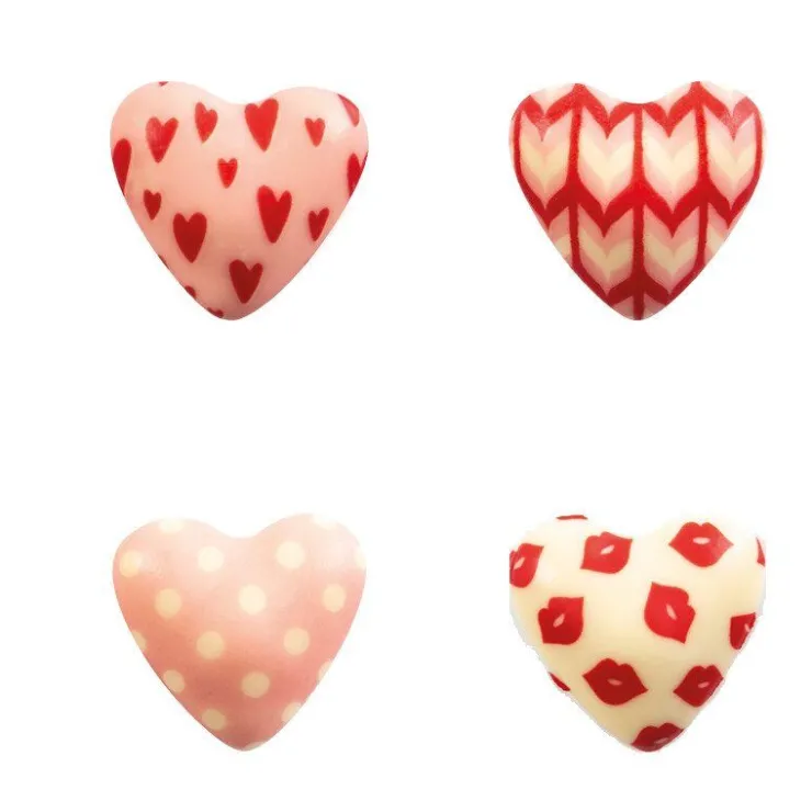 Coeurs roses assortis en chocolat blanc (x72)-Cerf Dellier Outlet