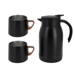 Coffret thermos + tasses noires-Cerf Dellier Online