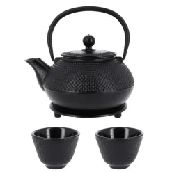 Coffret théière + tasses à points en fer noir - 900 ml-Cerf Dellier Hot