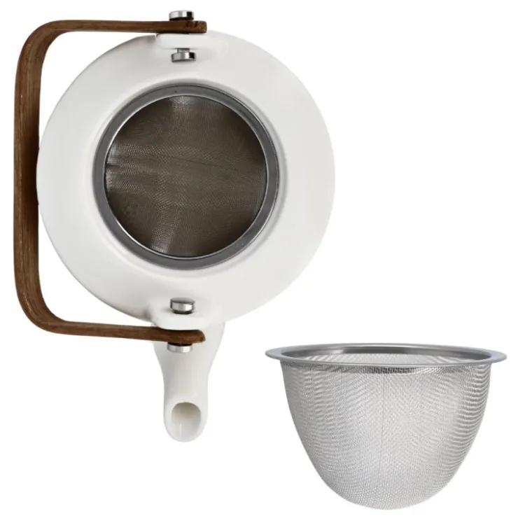 Coffret théière + tasses en céramique blanche - 900 ml-Cerf Dellier Discount