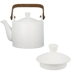 Coffret théière + tasses en céramique blanche - 900 ml-Cerf Dellier Discount