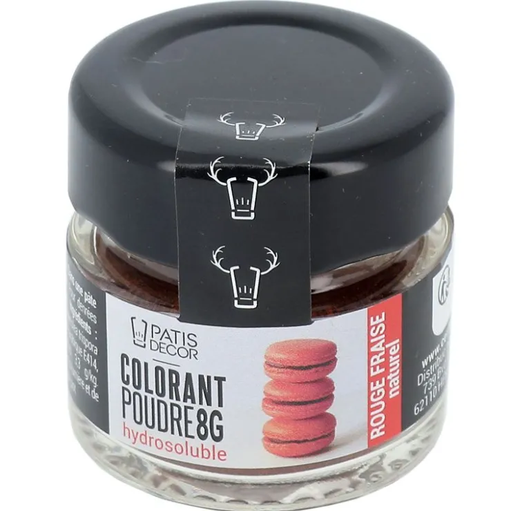 Colorant poudre hydrosoluble rouge fraise naturel 8 g-Cerf Dellier Online