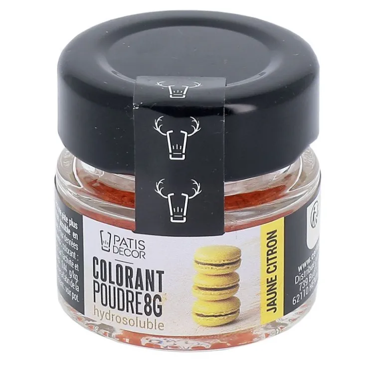 Colorant poudre hydrosoluble jaune citron 8 g-Cerf Dellier Best