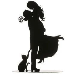 Couple de mariés avec chat métal noir-Cerf Dellier Discount