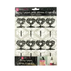 Cupcake Toppers Arbres cœurs (x 8)-Cerf Dellier
