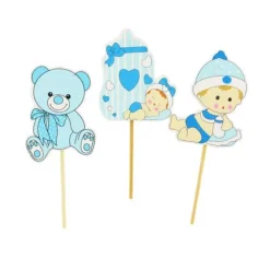 Cupcake Toppers Bébé garçon en bois (x3)-Cerf Dellier Clearance