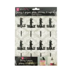 Cupcake Toppers couple enlacé (x 8)-Cerf Dellier Sale