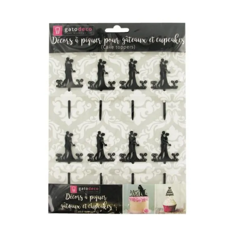 Cupcake Toppers couple enlacé (x 8)-Cerf Dellier Sale