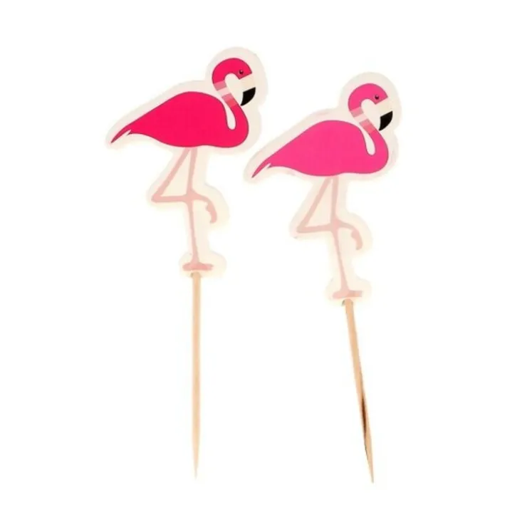 Cupcake Toppers Flamants roses (x 12)-Cerf Dellier Discount