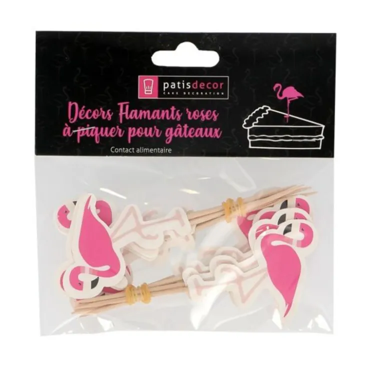 Cupcake Toppers Flamants roses (x 12)-Cerf Dellier Discount