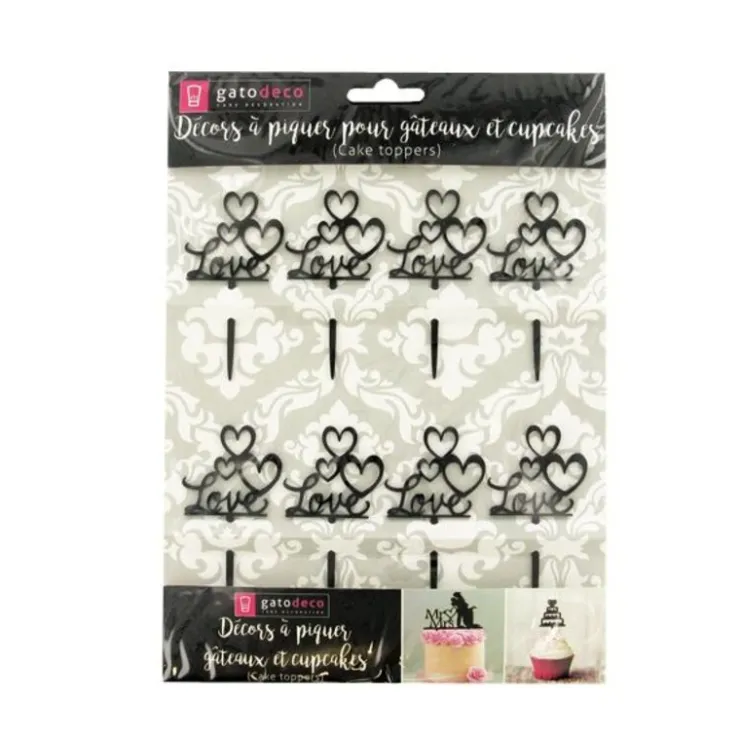 Cupcake Toppers Love (x8)-Cerf Dellier Discount
