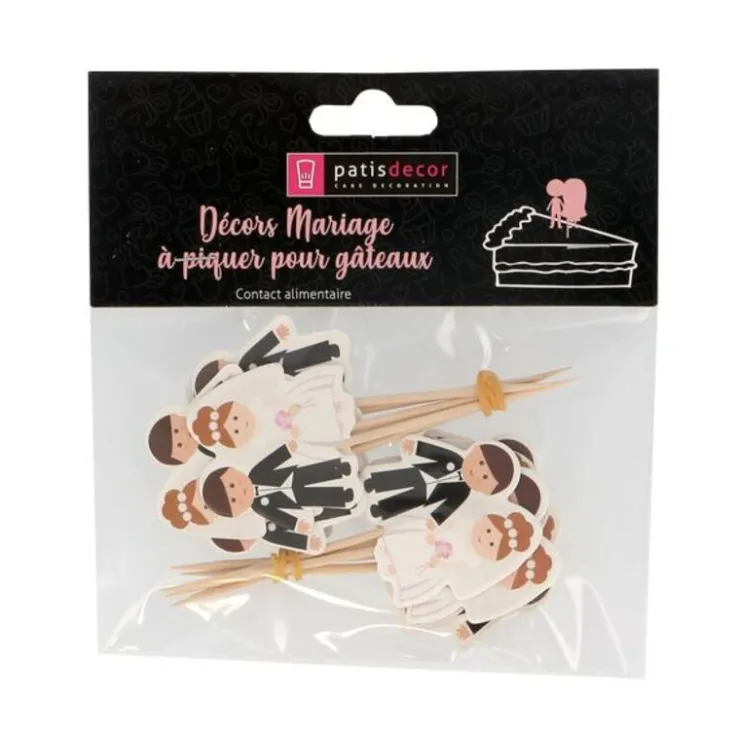 Cupcake Toppers Mariage (x 12)-Cerf Dellier Clearance
