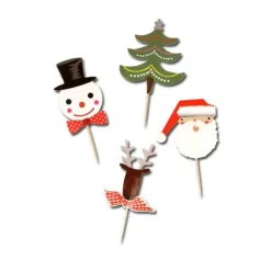 Cupcake Toppers Merry Christmas assortis (x8)-Cerf Dellier Discount