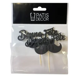 Cupcake Toppers Moustache "Bonne Fête Papa" (x 2)-Cerf Dellier