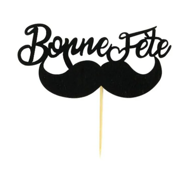 Cupcake Toppers Moustache "Bonne Fête" (x30)-Cerf Dellier Outlet