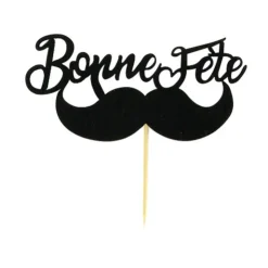 Cupcake Toppers Moustache "Bonne Fête" (x 2)-Cerf Dellier Sale