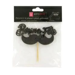 Cupcake Toppers Moustache "Bonne Fête" (x 2)-Cerf Dellier Sale