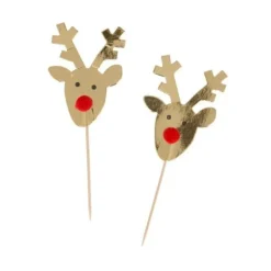 Cupcake Toppers Rennes Dorés (x6)-Cerf Dellier Clearance