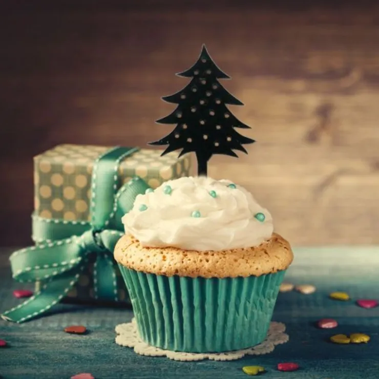 Cupcake Toppers Sapin de Noël (x 8)-Cerf Dellier Online