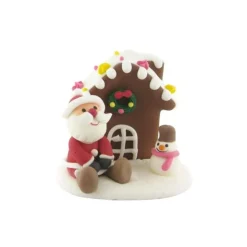 Décor comestible Père Noël assis et chalet-Cerf Dellier Online