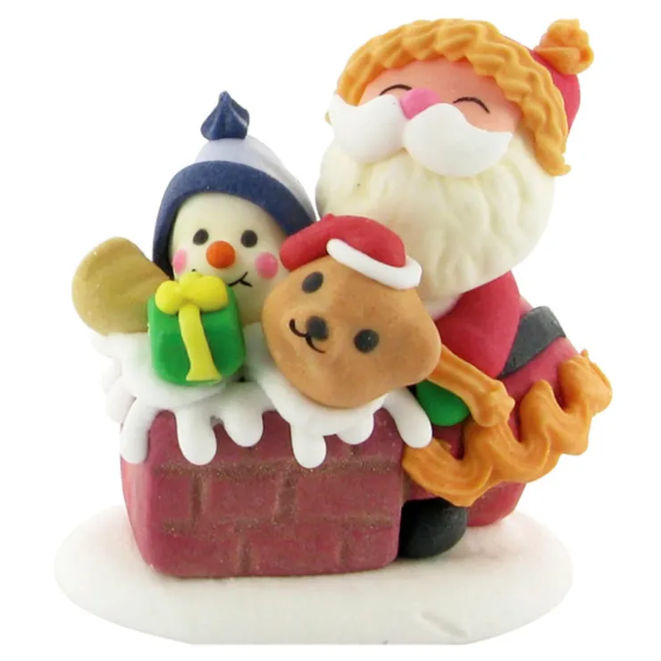 Décor comestible Père Noël cheminée-Cerf Dellier Online