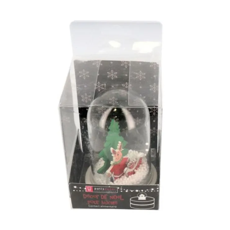 Décor de noël pour bûche "boule à neige renne de noël" à poser-Cerf Dellier Clearance