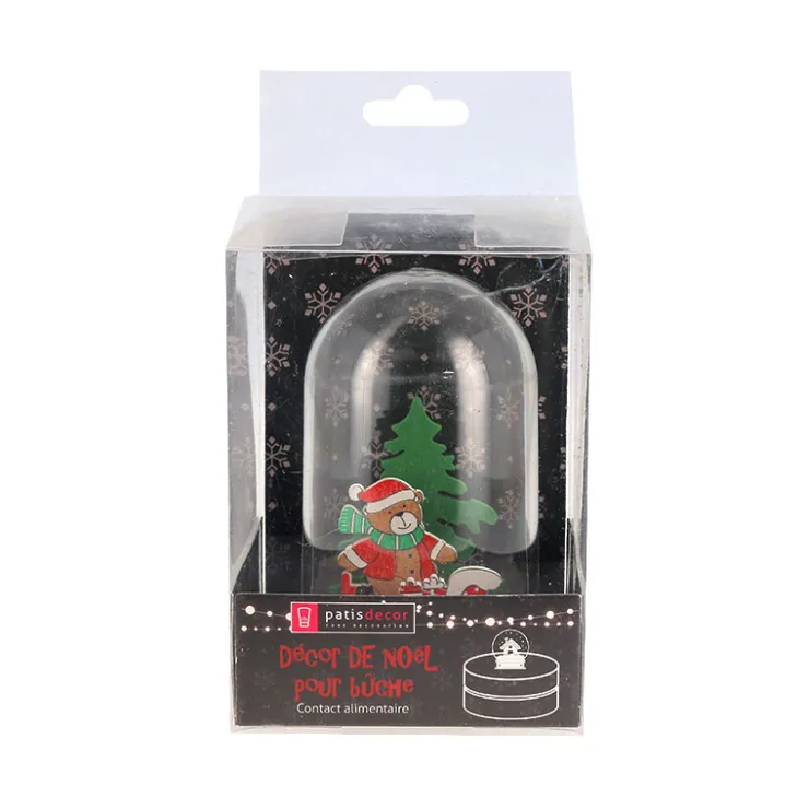 Décor de noël pour bûche "boule à neige ourson de Noël" à poser-Cerf Dellier Outlet