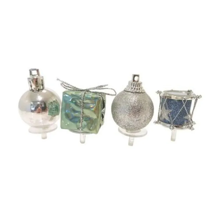 Décors assortis bleu argent à piquer sur bûches (x24)-Cerf Dellier Hot