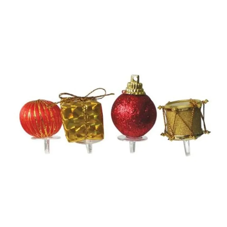 Décors assortis rouge argent à piquer sur bûches (x24)-Cerf Dellier Best