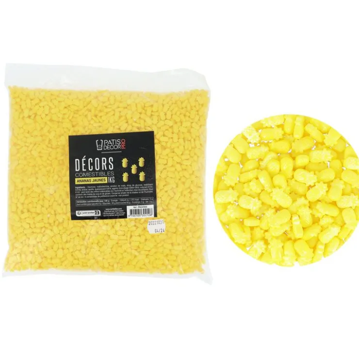 Décors comestibles ananas jaunes 1 kg-Cerf Dellier Best