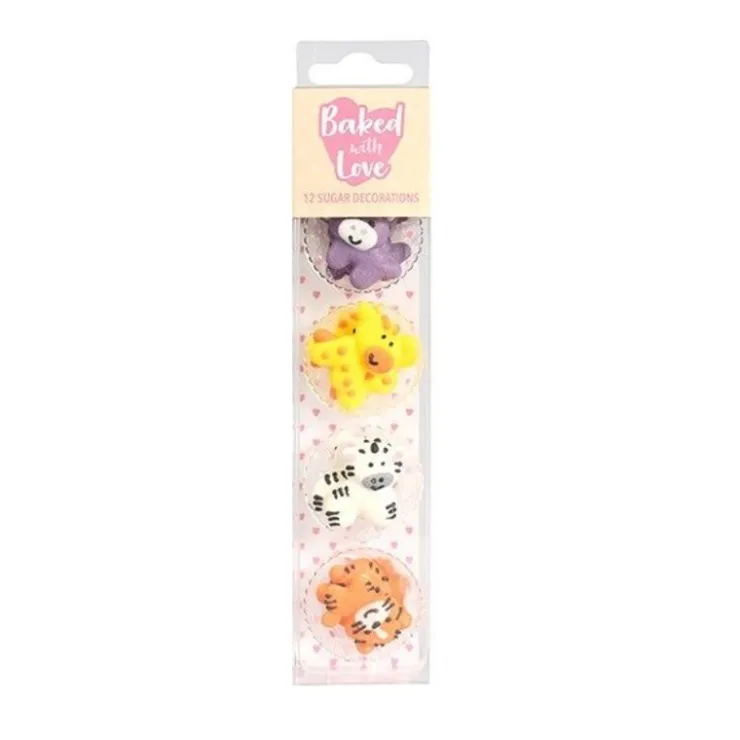 Décors comestibles animaux de la jungle assortis (x12)-Cerf Dellier Sale
