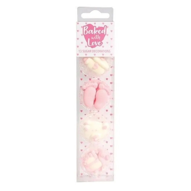 Décors comestibles bébé fille assortis (x13)-Cerf Dellier
