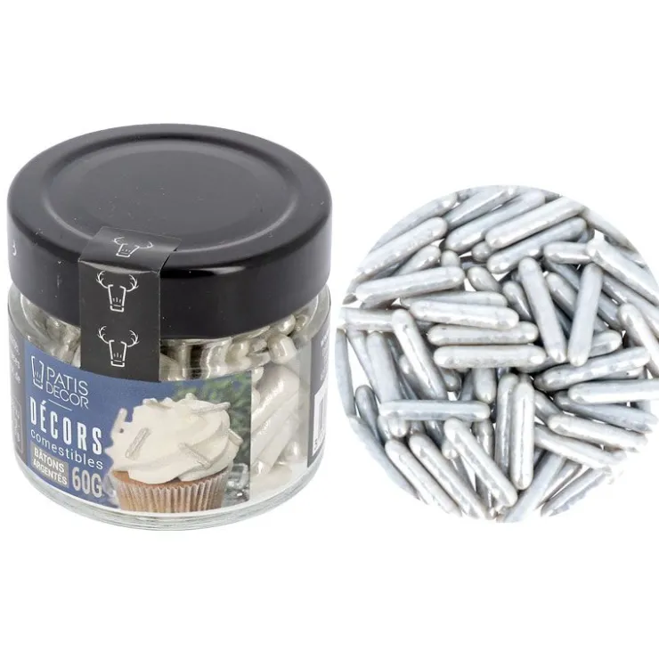 Décors comestibles bâtons argentés 60 g-Cerf Dellier Sale