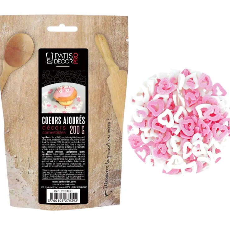 Décors comestibles Coeurs ajourés 200 g-Cerf Dellier Outlet