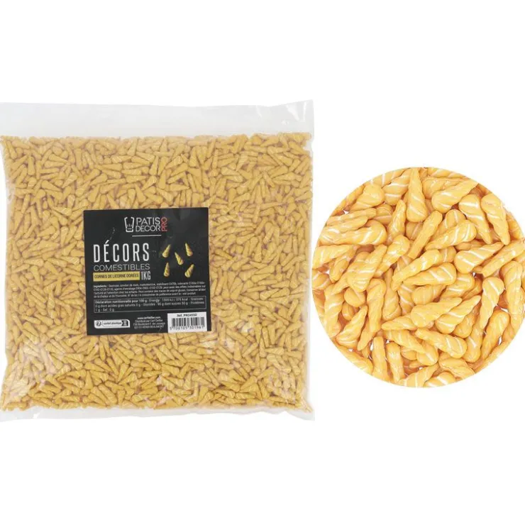 Décors comestibles cornes de licorne dorées 1 kg-Cerf Dellier Online