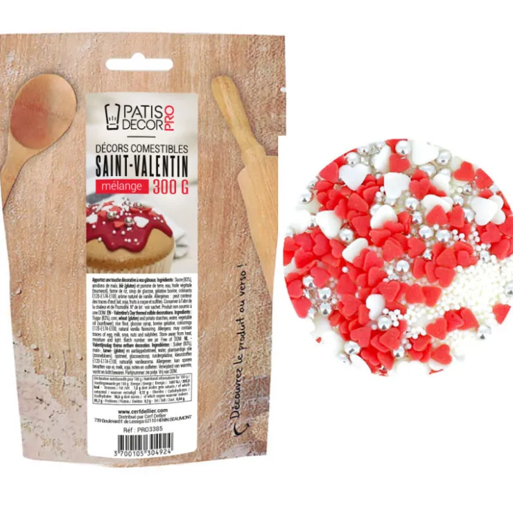 Décors comestibles Saint Valentin assortis 300 g-Cerf Dellier Hot