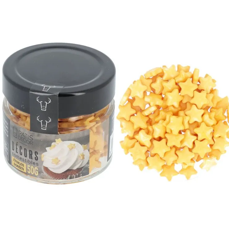 Décors comestibles étoiles dorées 50 g-Cerf Dellier Best