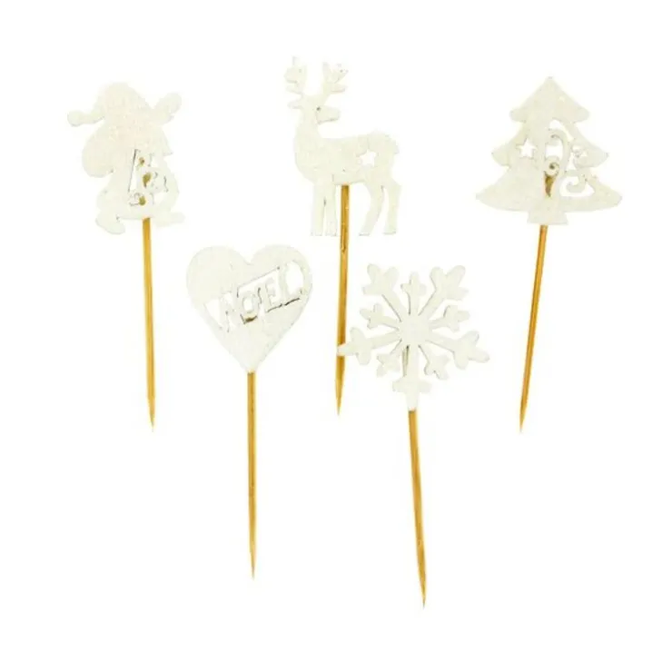 Décors de Noël en bois vintage pailleté (x50)-Cerf Dellier Hot
