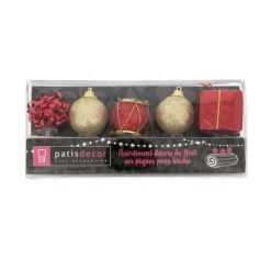 Décors de Noël sur pique assortis rouges (x5)-Cerf Dellier Online
