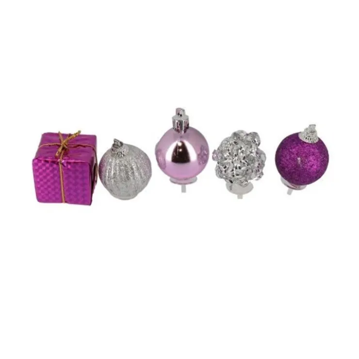 Décors de Noël sur pique assortis roses (x5)-Cerf Dellier Discount