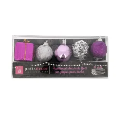 Décors de Noël sur pique assortis roses (x5)-Cerf Dellier Discount