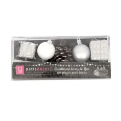 Décors de Noël sur pique assortis argent (x 5)-Cerf Dellier